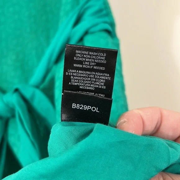 BCBG Paris Green V-Neck Cap Sleeve Tie Back Knee Length Dress 2 - Picture 11 of 11